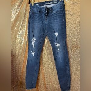 Bullhead Dark Blue Distressed Skinny Jeans